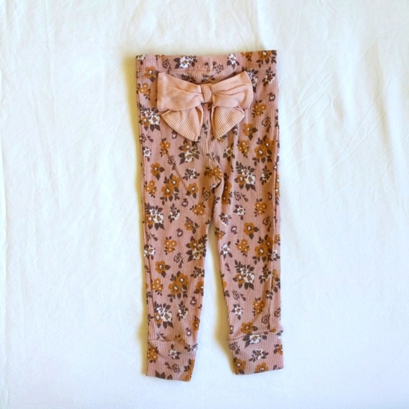nicole miller new york ribbed boho floral leggings 12 months baby girl - Picture 4 of 5